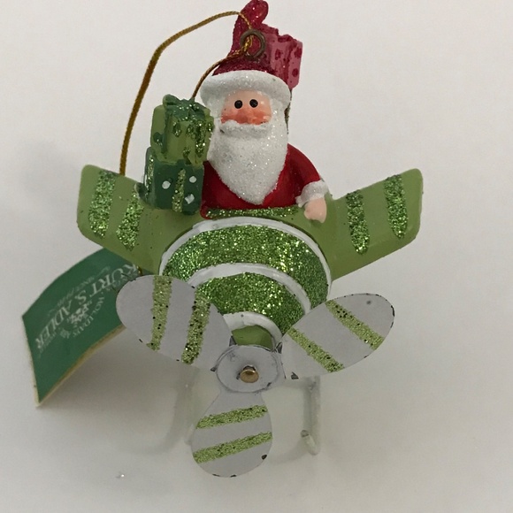 KURT ADLER Santa Ornament Whimsical Christmas Ornament Flying Plane NWT - Picture 10 of 15